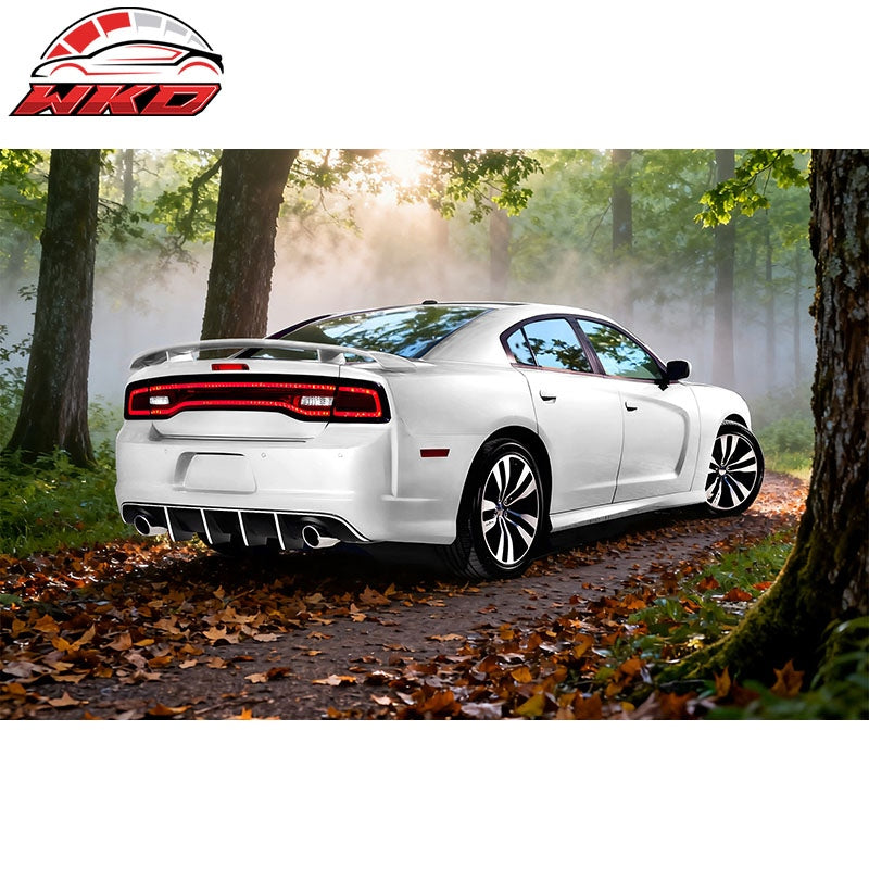 Fits 12-14 Dodge Charger SRT8 V2 Style Rear Diffuser PP w/ White Reflective Tape
