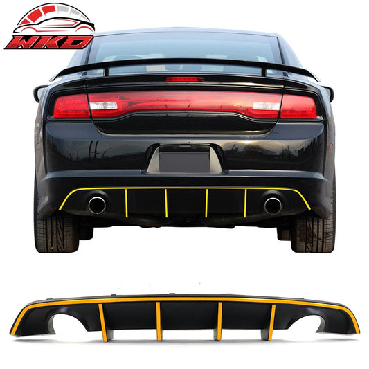 Wholesale 12-14 Dodge Charger SRT8 V2 Style Rear Diffuser PP w/ Yellow Reflective Tape