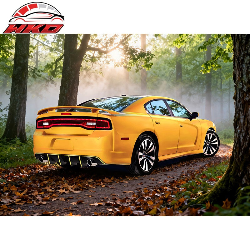 For 12-14 Dodge Charger SRT8 V2 Style Rear Diffuser PP w/ Yellow Reflective Tape
