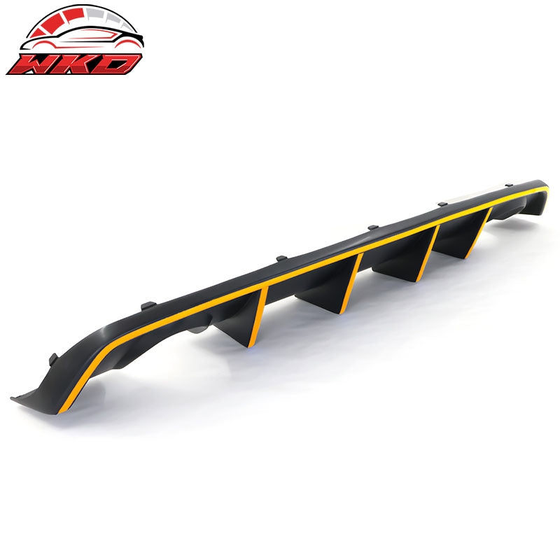 For 12-14 Dodge Charger SRT8 V2 Style Rear Diffuser PP w/ Yellow Reflective Tape