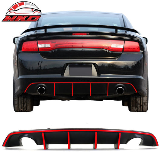Wholesale 12-14 Dodge Charger SRT8 V2 Style Rear Diffuser PP w/ Red Reflective Tape