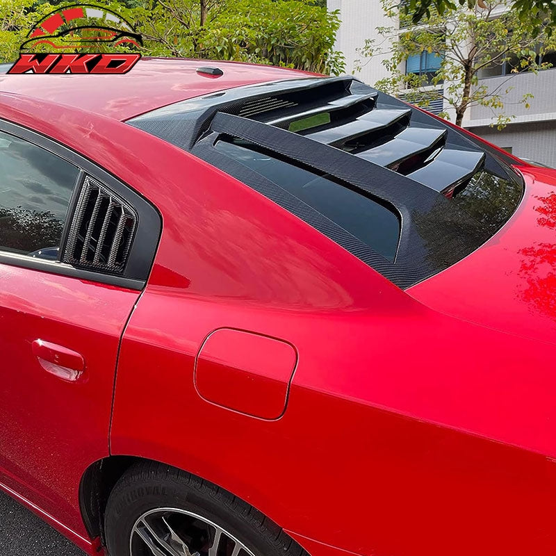 Fits 11-23 Dodge Charger V1 Style Side Window Scoop Louver Carbon Fiber Print