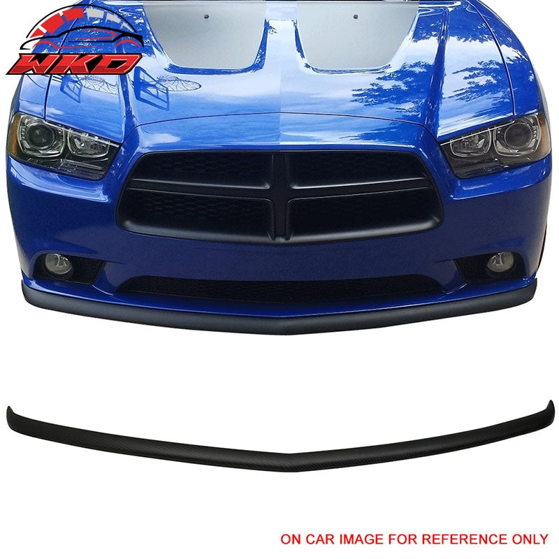 Fits 11-14 Dodge Charger Carbon Fiber Textured Front Bumper Lip