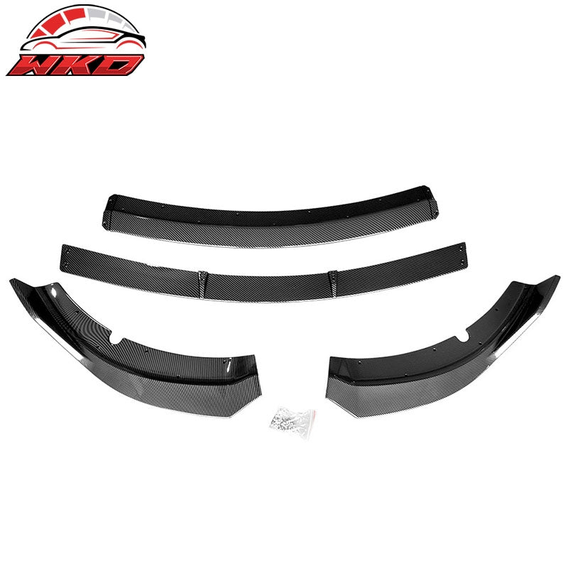 Fits 15-23 Dodge Charger V2 Style Carbon Fiber Print Front Bumper Lip 4PC ABS