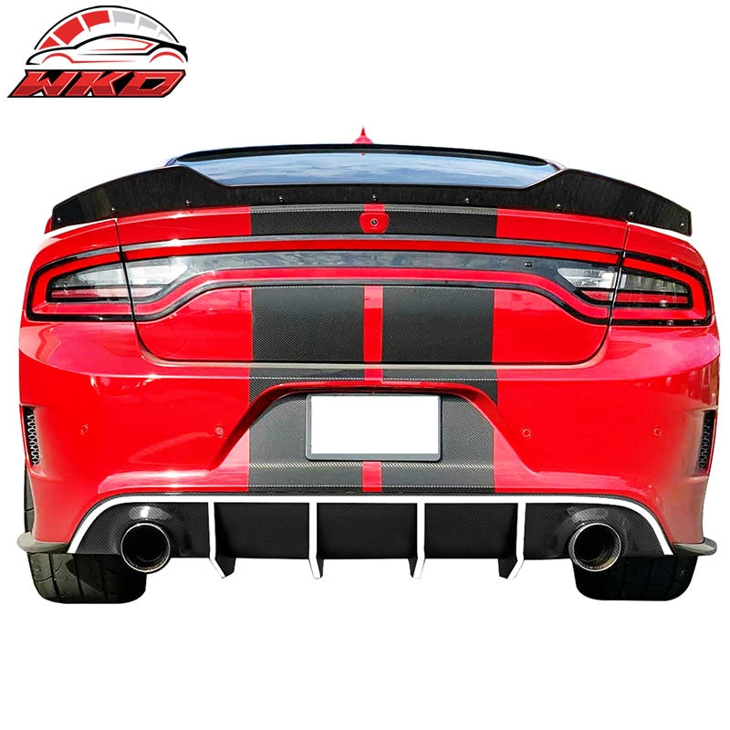 Fits 15-23 Dodge Charger V2 Rear Diffuser Carbon Fiber Print W/Reflective Tape