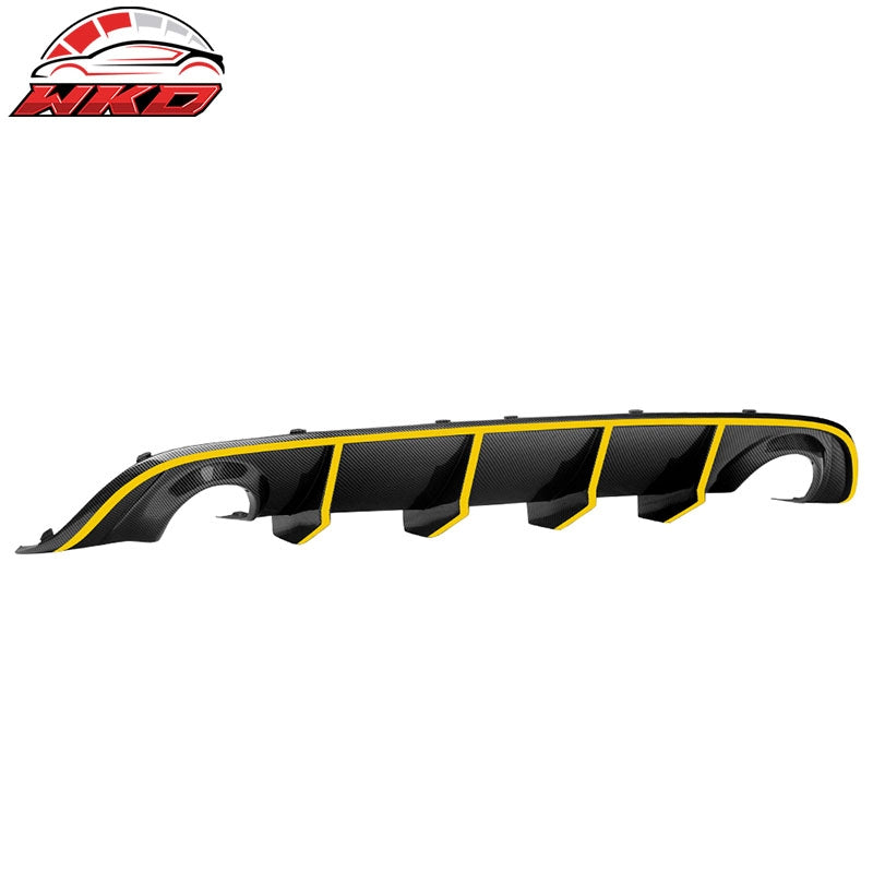 Fits 15-23 Dodge Charger V2 Style Rear Bumper Diffuser W/Yellow Reflective Tape