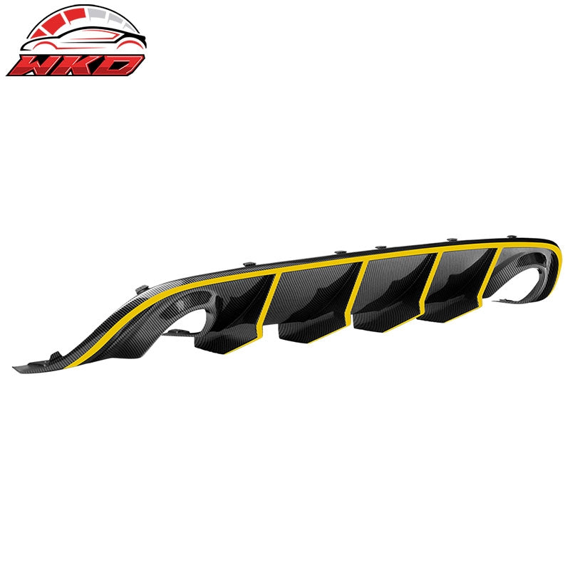 Fits 15-23 Dodge Charger V2 Style Rear Bumper Diffuser W/Yellow Reflective Tape