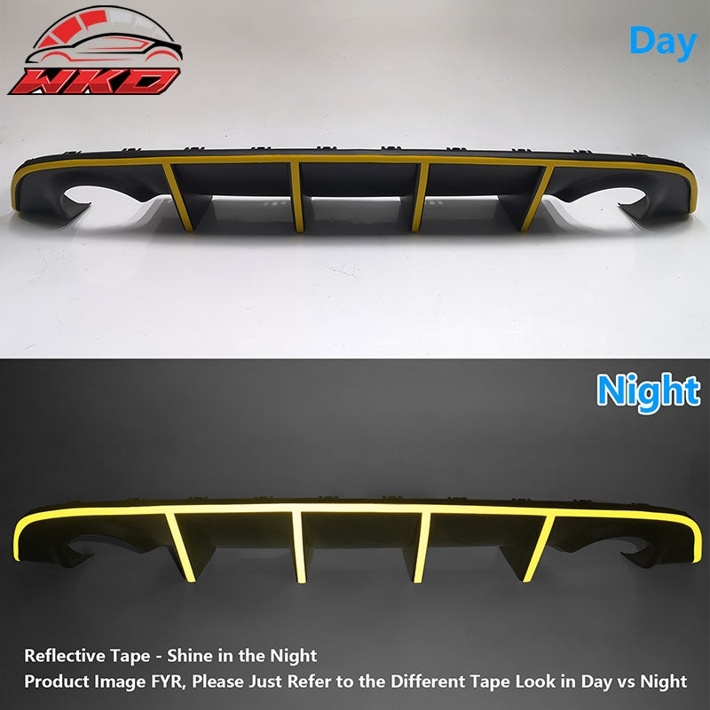 Fits 15-23 Dodge Charger V2 Style Rear Bumper Diffuser W/Yellow Reflective Tape