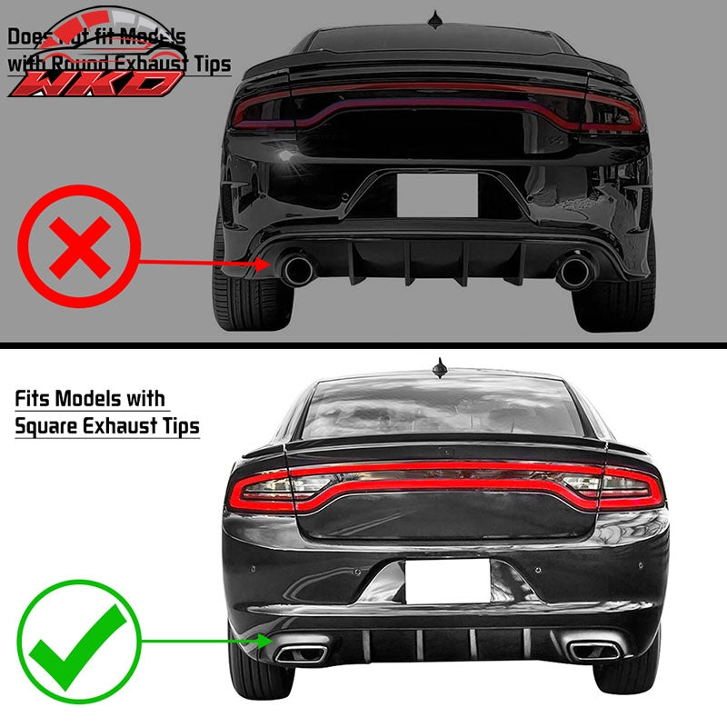 Fits 15-23 Dodge Charger V2 Style Rear Diffuser Bumper Lip Gloss Black - PP