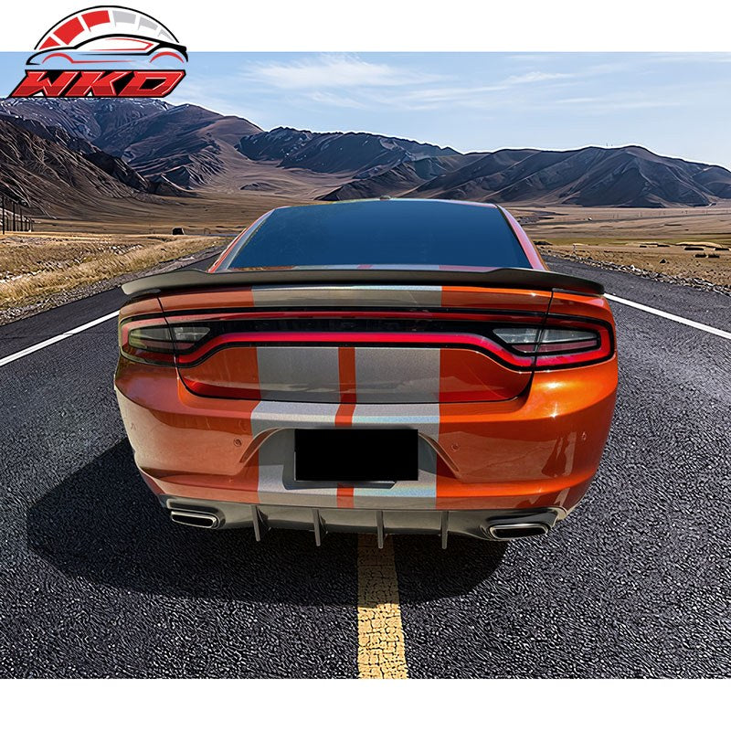 Fits 15-23 Dodge Charger V2 Style Rear Diffuser Bumper Lip - Unpainted PP