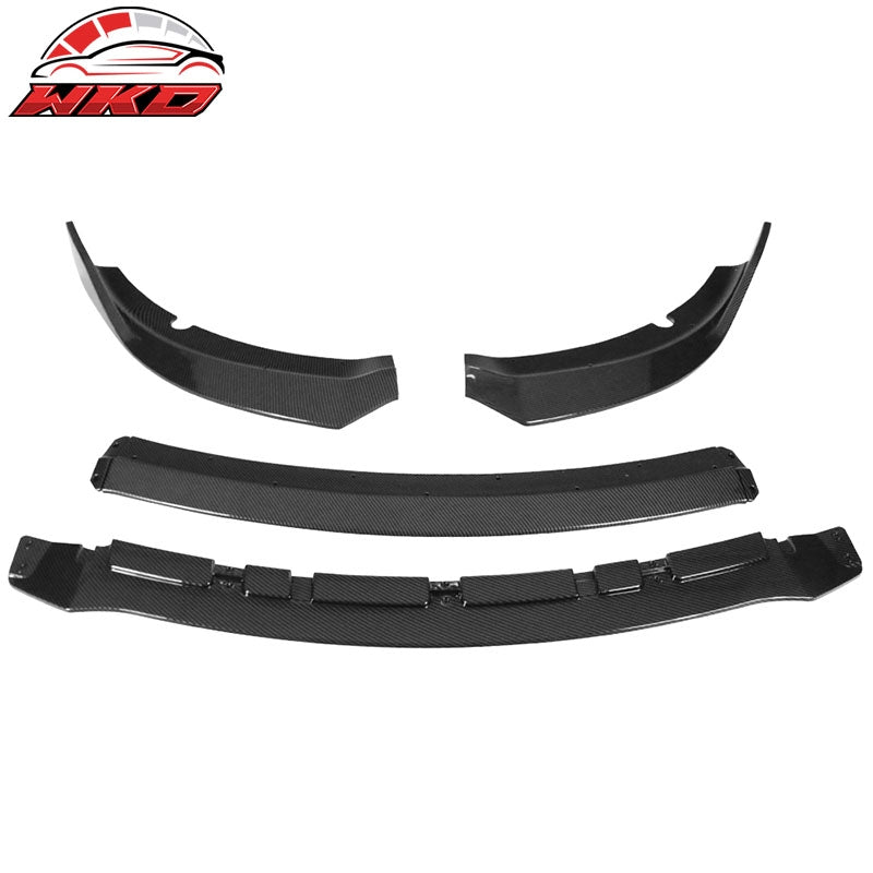 Fits 15-23 Dodge Charger V3 Style 4PCS Front Bumper Lip ABS Carbon Fiber Print
