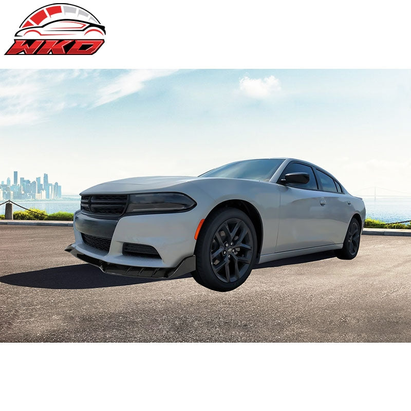 Fits 15-23 Dodge Charger V3 Style Front Bumper Lip Splitter Gloss Black 3PCS ABS