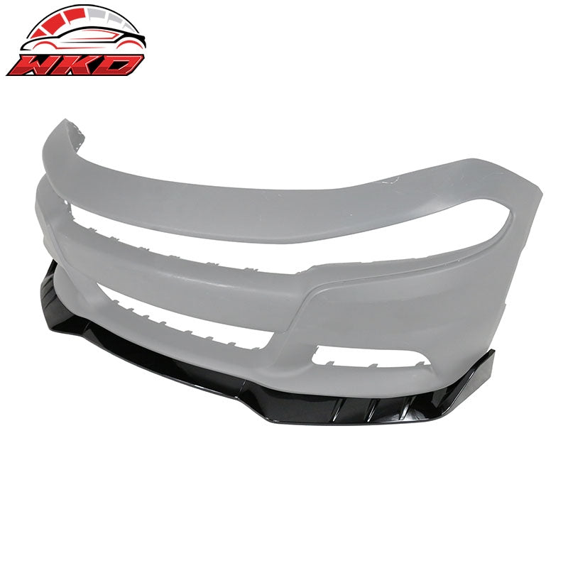Fits 15-23 Dodge Charger V3 Style Front Bumper Lip Splitter Gloss Black 3PCS ABS