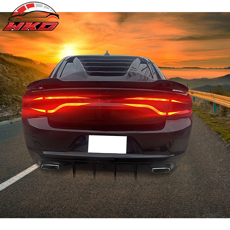Fits 15-23 Dodge Charger V3 Style Rear Trunk Spoiler Wing Lip Matte Black ABS