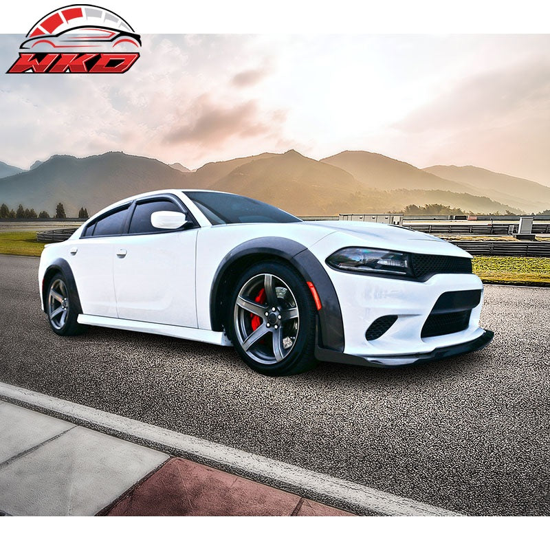 Fits 15-23 Dodge Charger Widebody Style Unpainted Black Fender Flares 10PC ABS