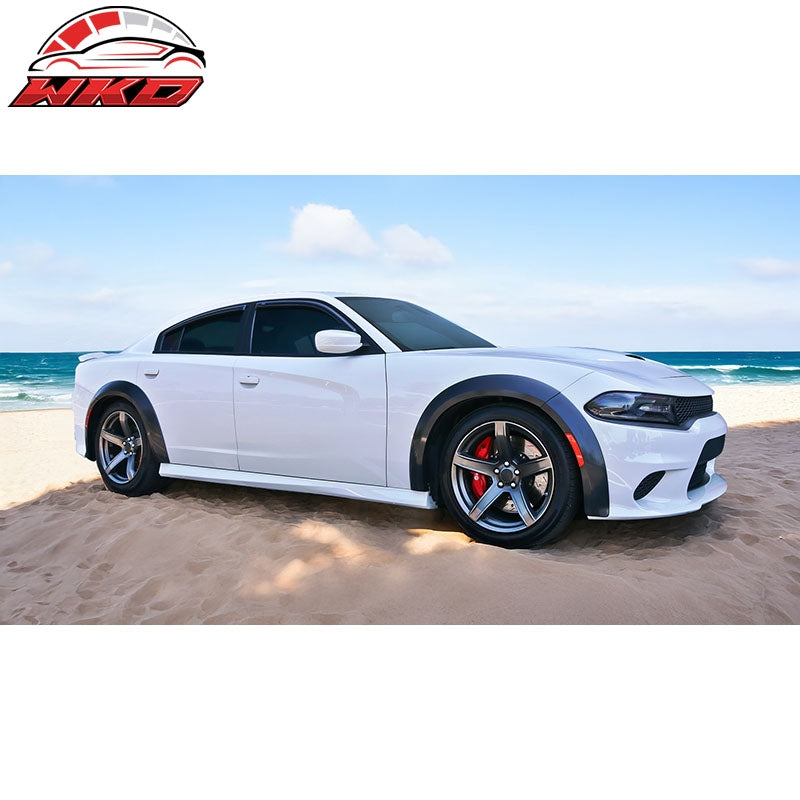 Fits 15-23 Dodge Charger Widebody Style Unpainted Black Fender Flares 10PC ABS