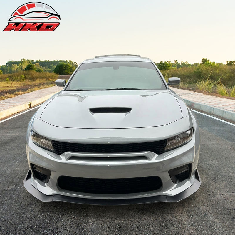 Fits 20-23 Dodge Charger Widebody IKON Style Matte Black Front Bumper Lip 3PCS