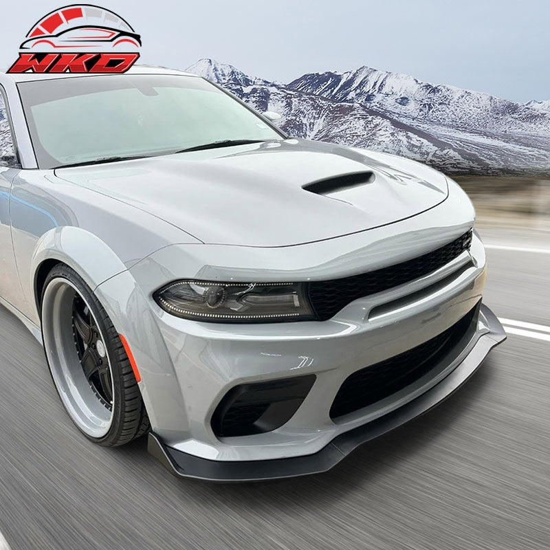 Fits 20-23 Dodge Charger Widebody IKON Style Matte Black Front Bumper Lip 3PCS