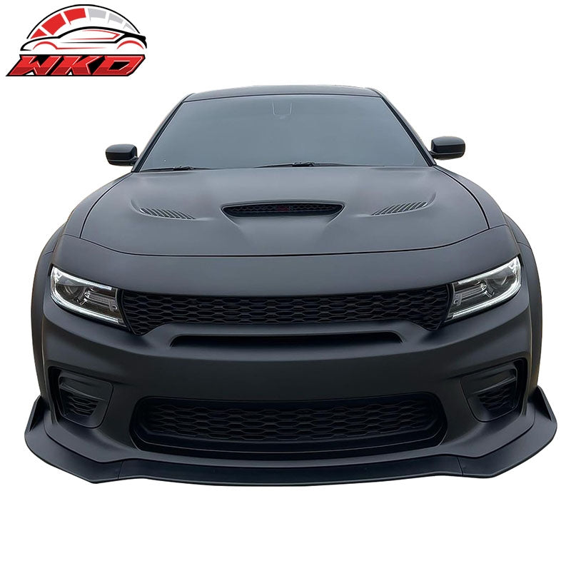 Fits 20-23 Dodge Charger Widebody IKON Style Matte Black Front Bumper Lip 3PCS