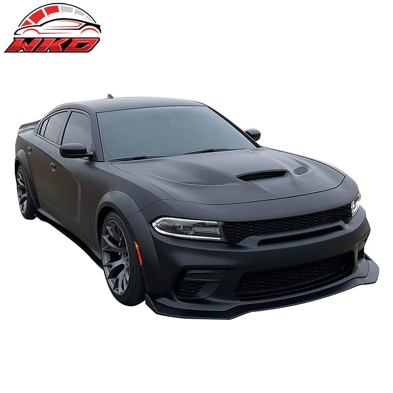 Fits 20-23 Dodge Charger Widebody IKON Style Matte Black Front Bumper Lip 3PCS