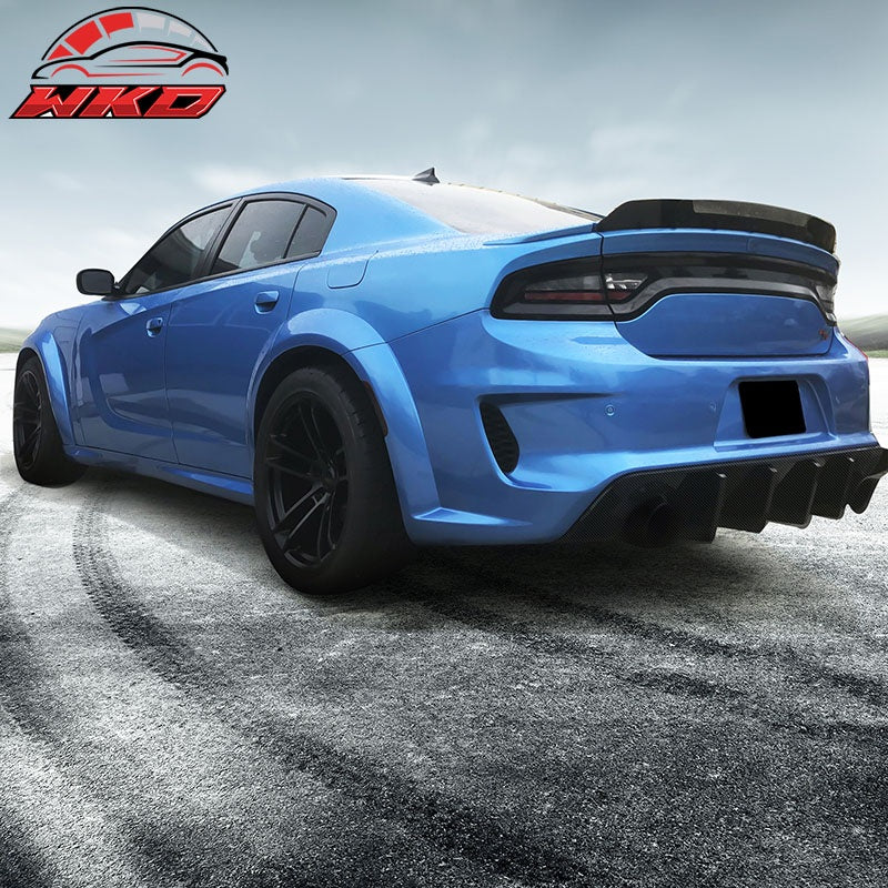 Fits 20-23 Dodge Charger Widebody IKON Style Rear Diffuser PP Carbon Fiber Print