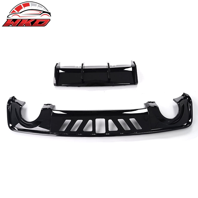 Fits 20-23 Dodge Charger Widebody IKON V2 Style 2PC Rear Diffuser PP Gloss Black