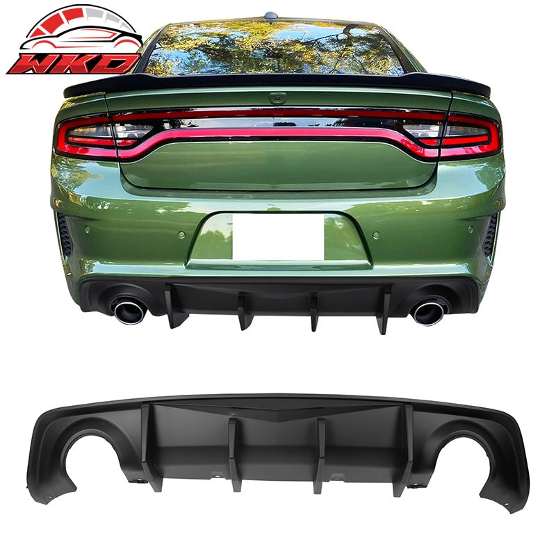 Fits 20-23 Dodge Charger Widebody IKON V2 Style Matte Black Rear Diffuser 2PCS