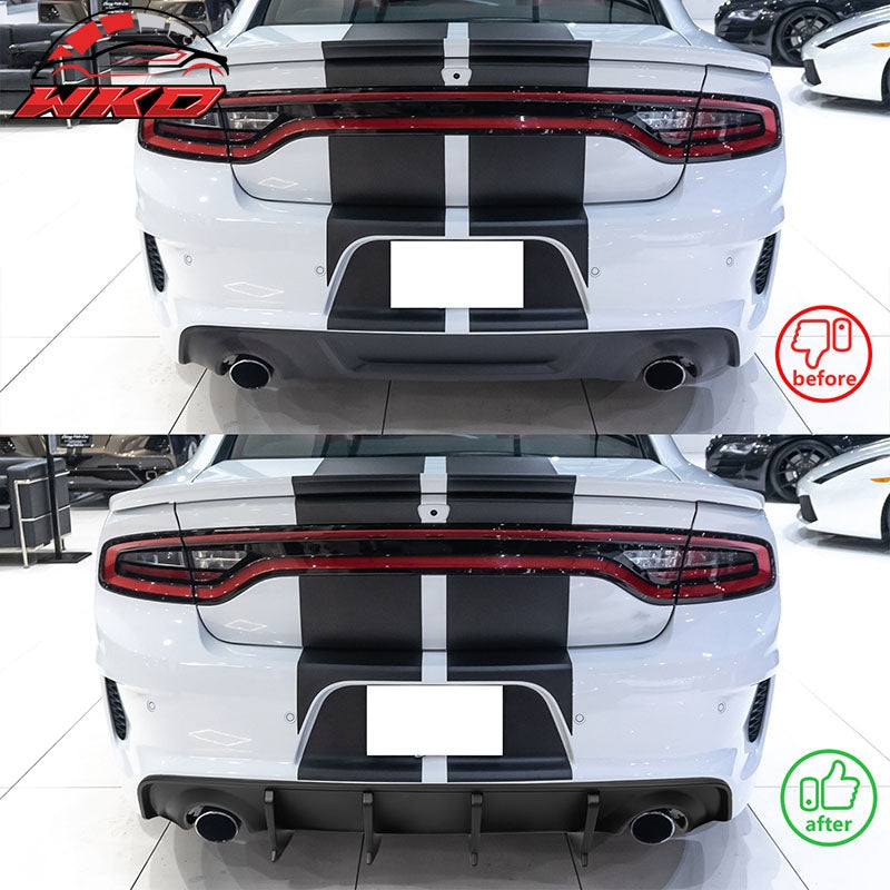 Fits 20-23 Dodge Charger Widebody IKON V3 Style Matte Black Rear Diffuser 2PCS
