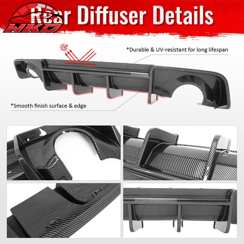 Fits 20-23 Dodge Charger Widebody IKON V4 Style Rear Diffuser Carbon Fiber Print