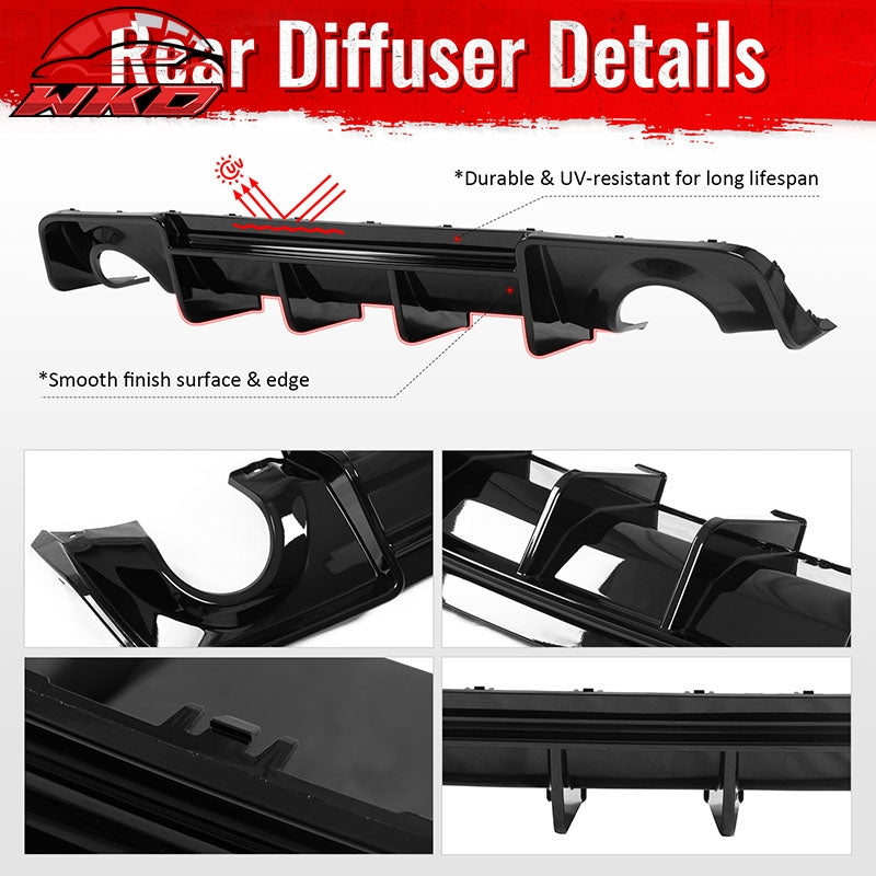 Fits 20-23 Dodge Charger Widebody IKON V4 Style Rear Bumper Diffuser Gloss Black
