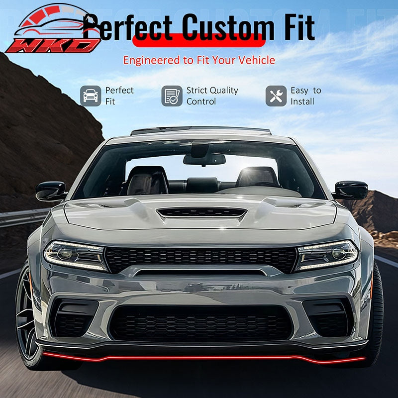 Fits 20-23 Dodge Charger Widebody OE Style Gloss Black Front Bumper Lip Chin PP