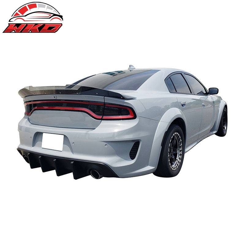 Fits 20-23 Dodge Charger Widebody IKON Style Rear Bumper Diffuser PP Matte Black
