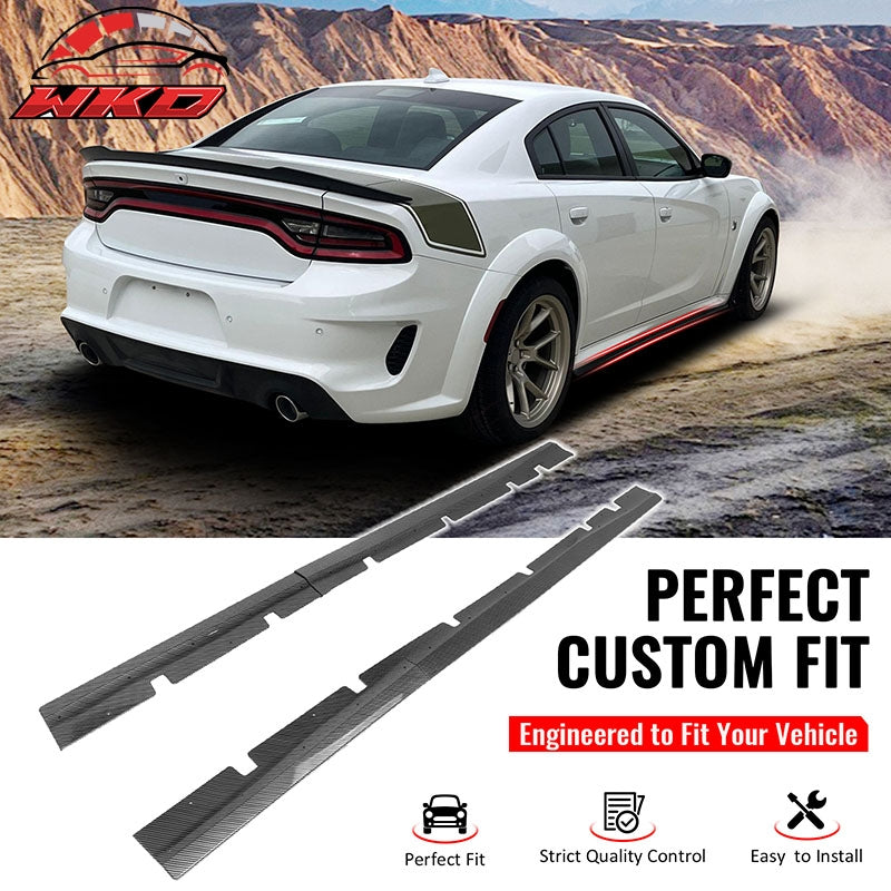 Wholesale 20-23 Dodge Charger Widebody Side Skirts Carbon Fiber Print Rocker Panel - Wikond Auto