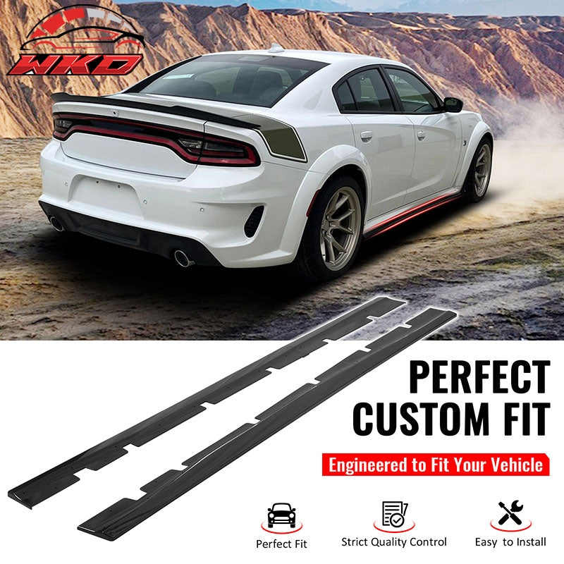 Fits 20-23 Dodge Charger Widebody Side Skirts Gloss Black Rocker Panel Extension