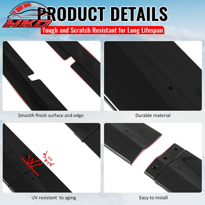 Fits 20-23 Dodge Charger Widebody Side Skirts Gloss Black Rocker Panel Extension