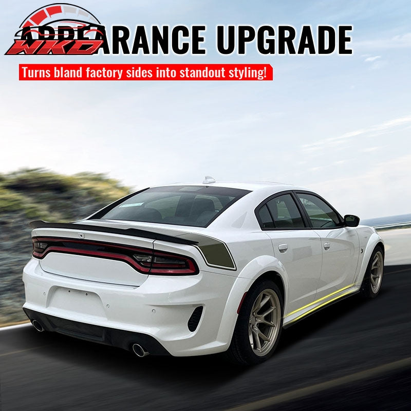 Fits 20-23 Dodge Charger Widebody Side Skirts Gloss Black Rocker Panel Extension