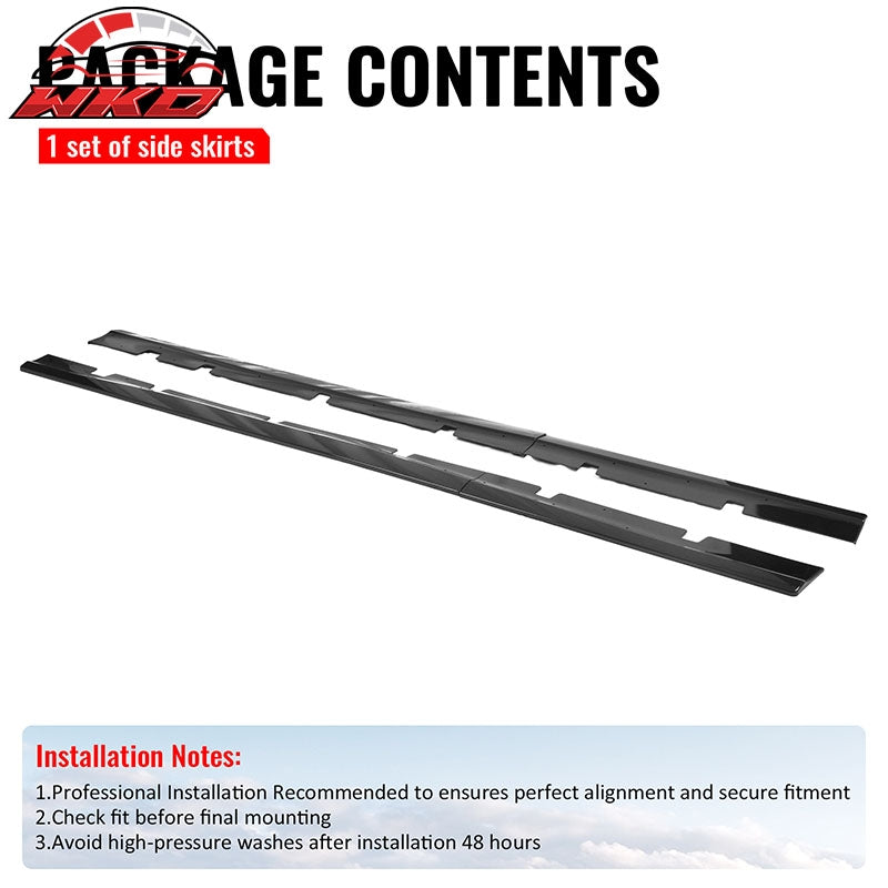 Fits 20-23 Dodge Charger Widebody Side Skirts Gloss Black Rocker Panel Extension