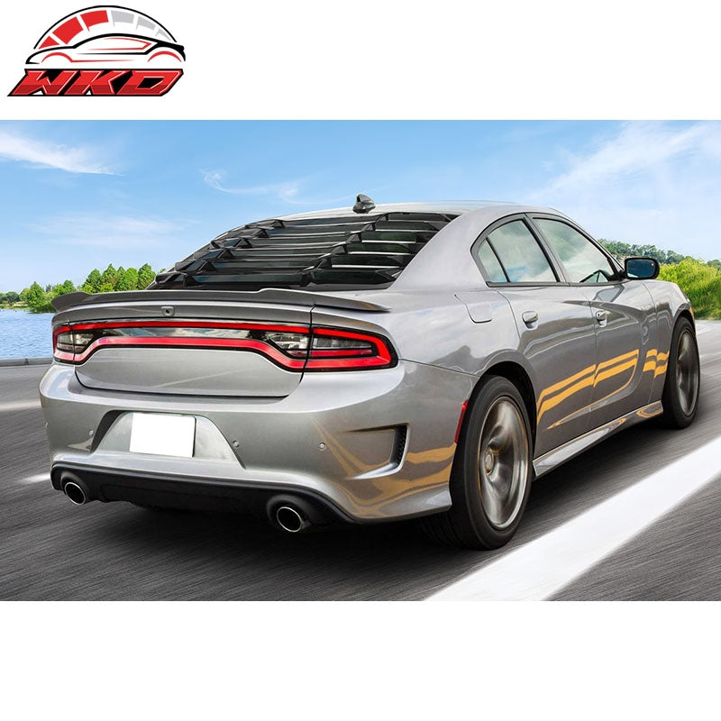 Fits 11-23 Dodge Charger IKON Style Window Louvers Cover Gloss Black 2PCS