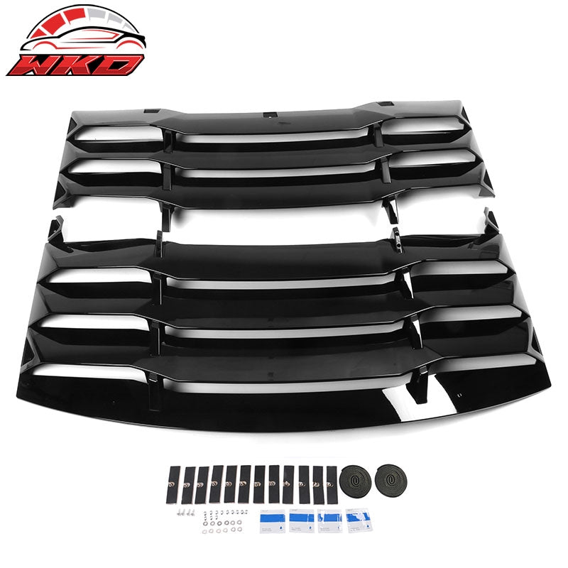Fits 11-23 Dodge Charger IKON Style Window Louvers Cover Gloss Black 2PCS
