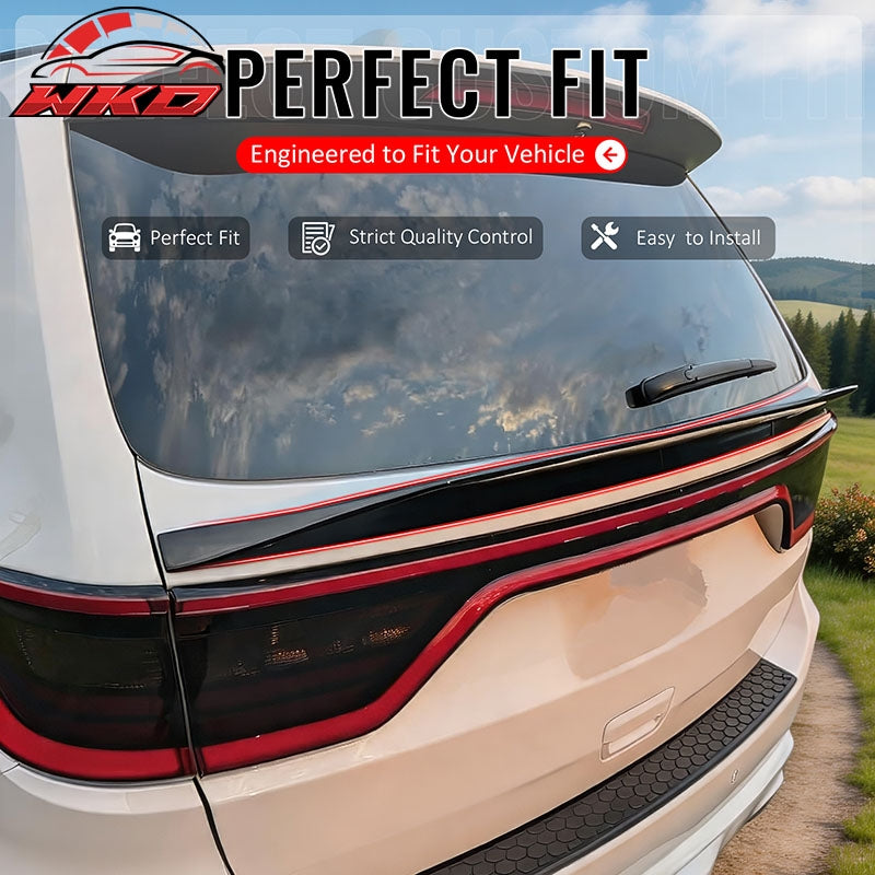 Fits 14-26 Dodge Durango Duckbill Style Trunk Spoiler Middle Lip Gloss Black ABS