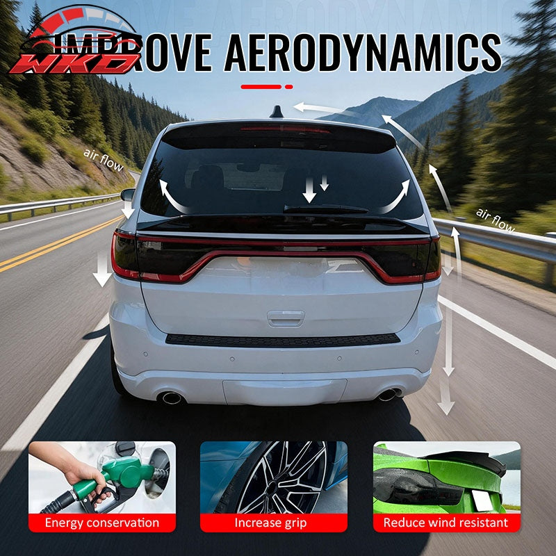 Fits 14-26 Dodge Durango Duckbill Style Trunk Spoiler Middle Lip Gloss Black ABS