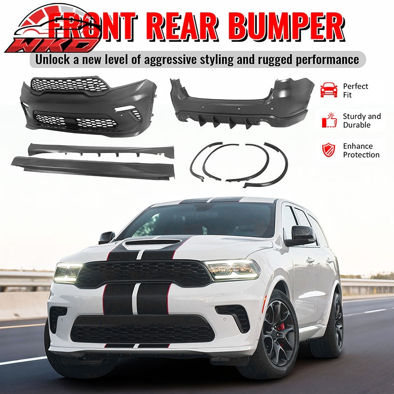 Fits 21-26 Dodge Durango Hellcat Style Front & Rear Bumper Cover W/V1 Diffuser