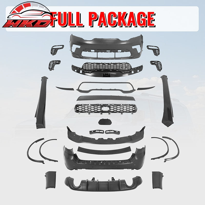 Fits 21-26 Dodge Durango Hellcat Style Front & Rear Bumper Cover W/V1 Diffuser