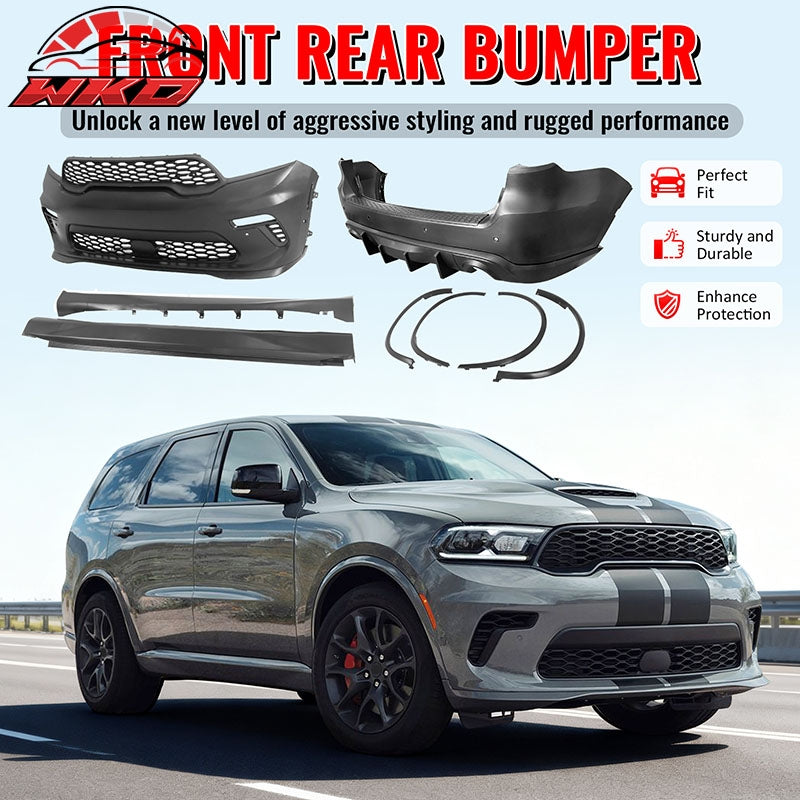 Fits 21-26 Dodge Durango Hellcat Style Front & Rear Bumper Cover W/V2 Diffuser
