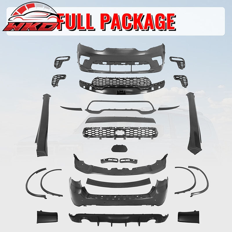 Fits 21-26 Dodge Durango Hellcat Style Front & Rear Bumper Cover W/V2 Diffuser