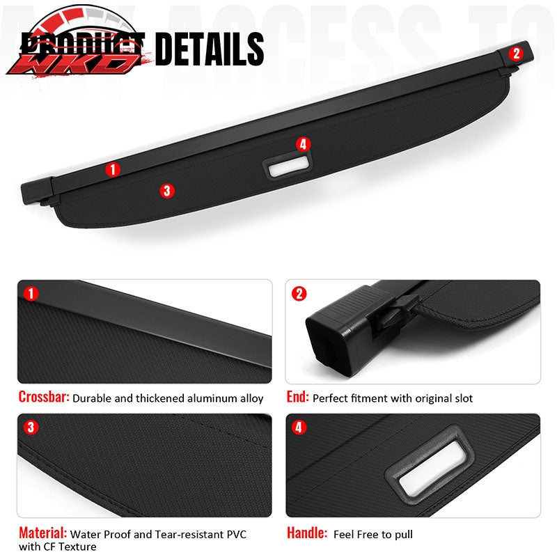 Wholesale 11-26 Dodge Durango Retractable Cargo Cover W/3rd Row Carbon Fiber Texture - Wikond Auto