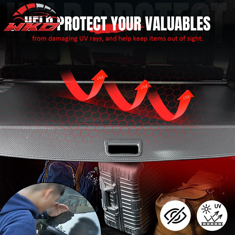 Fits 11-26 Dodge Durango Retractable Cargo Cover W/2nd Row Carbon Fiber Texture