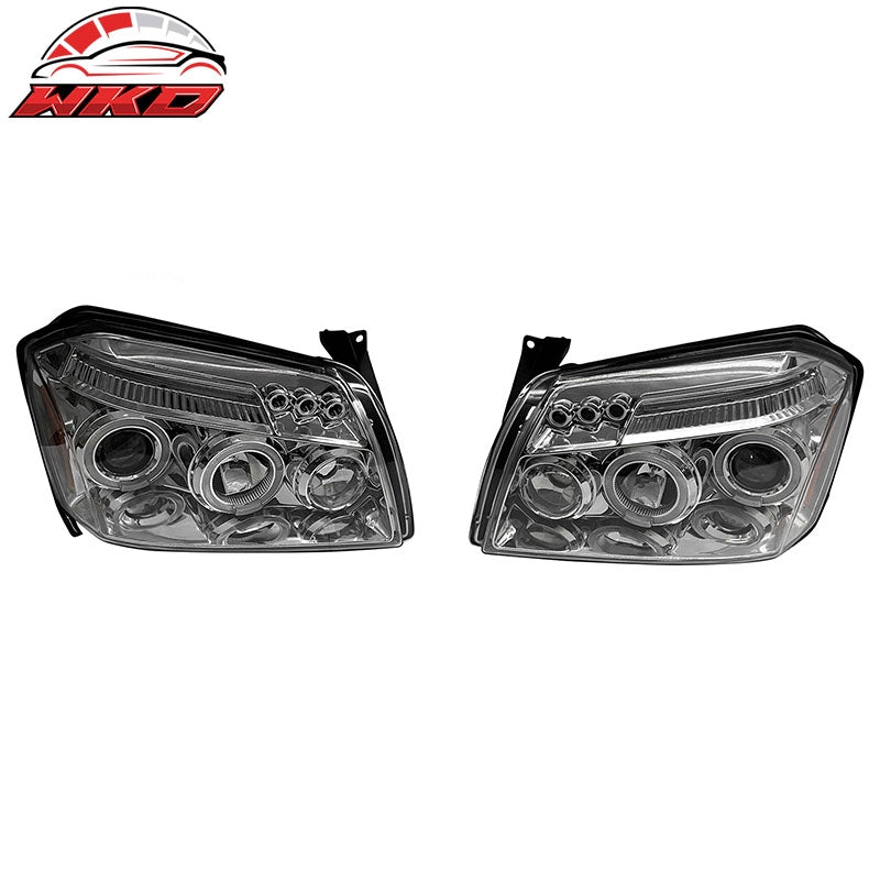 Wholesale 05-07 Dodge Magnum Front Bumper Head Lights Chrome Housing Blue Projector