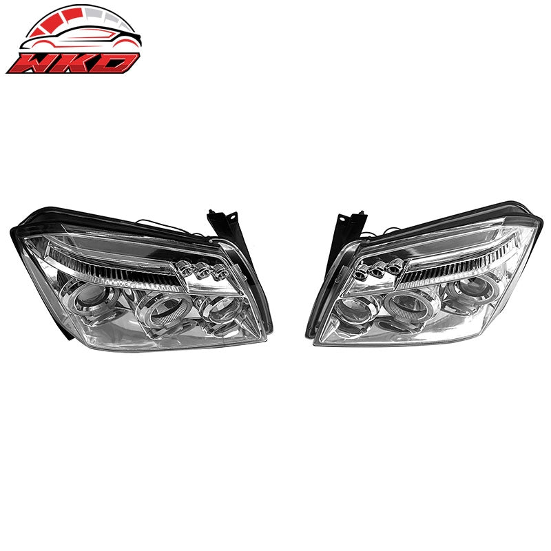 Fits 05-07 Dodge Magnum Front Bumper Head Lights Chrome Housing Blue Projector