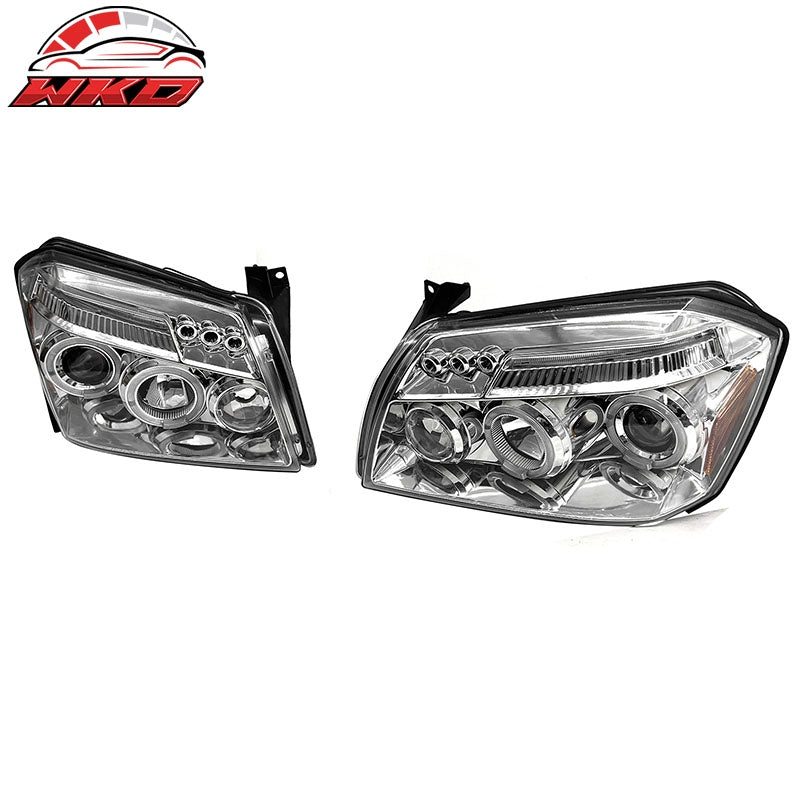 Fits 05-07 Dodge Magnum Front Bumper Head Lights Chrome Housing Blue Projector